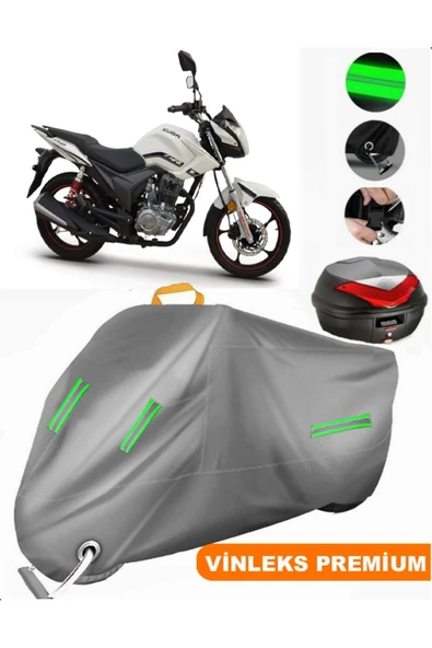 MotoEN  Vinleks Gri Kuba CR1 Arka Çanta Uyumlu Motosiklet Brandası (Kilit Uyumlu) ürün görseli