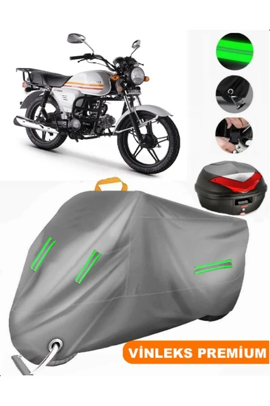 MotoEN  Vinleks Gri Kuba X-Boss Arka Çanta Uyumlu Motosiklet Brandası (Kilit Uyumlu) ürün görseli