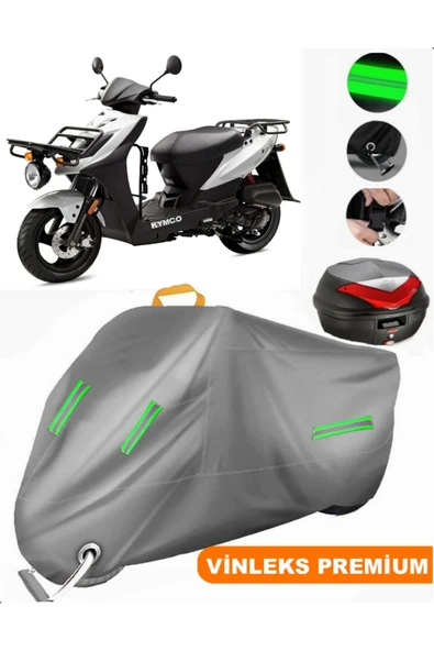 MotoEN  Vinleks Gri Kymco Agility Carry 50i 4T Arka Çanta Uyumlu Motosiklet Brandası (Kilit Uyumlu) ürün görseli