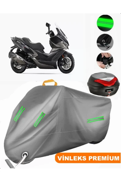 MotoEN  Vinleks Gri Kymco Xciting VS 400 Arka Çanta Uyumlu Motosiklet Brandası (Kilit Uyumlu) ürün görseli