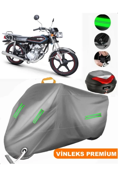 MotoEN  Vinleks Gri Kuba KM125-6 Arka Çanta Uyumlu Motosiklet Brandası (Kilit Uyumlu)