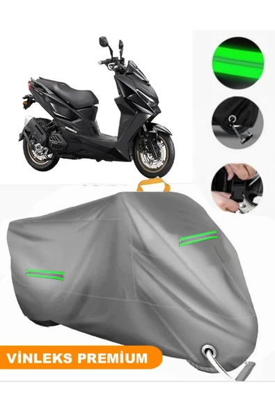 MotoEN  Vinleks Gri Kymco KRV 200 Uyumlu Motosiklet Brandası Lüx Kalite (Kilit Uyumlu)