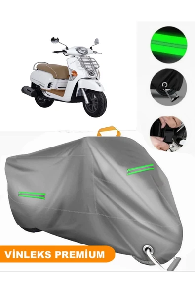 MotoEN  Vinleks Gri Kymco Like 200i Uyumlu Motosiklet Brandası Lüx Kalite (Kilit Uyumlu)