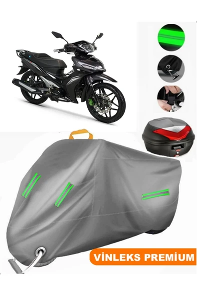 MotoEN  Vinleks Gri Kuba Easy Pro 50 Arka Çanta Uyumlu Motosiklet Brandası (Kilit Uyumlu)