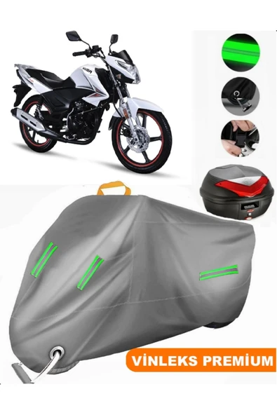 MotoEN  Vinleks Gri Kuba Pars Arka Çanta Uyumlu Motosiklet Brandası (Kilit Uyumlu)