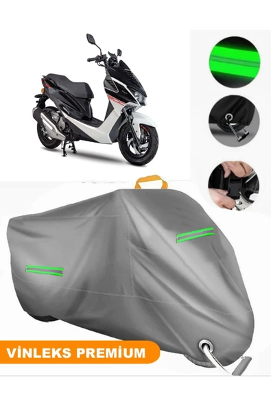 MotoEN  Vinleks Gri Malaguti Mission 200 City Uyumlu Motosiklet Brandası Lüx Kalite (Kilit Uyumlu) ürün görseli