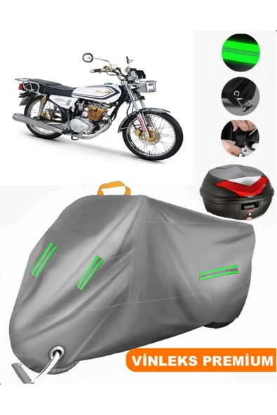 MotoEN  Vinleks Gri Kuba Çita 180R Gold Arka Çanta Uyumlu Motosiklet Brandası (Kilit Uyumlu)
