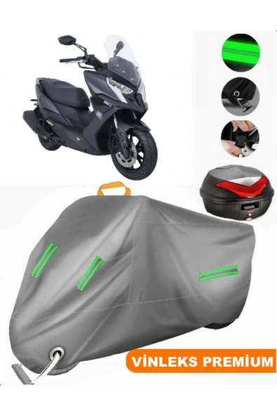 MotoEN  Vinleks Gri Kymco Dink R 150 Arka Çanta Uyumlu Motosiklet Brandası (Kilit Uyumlu) ürün görseli