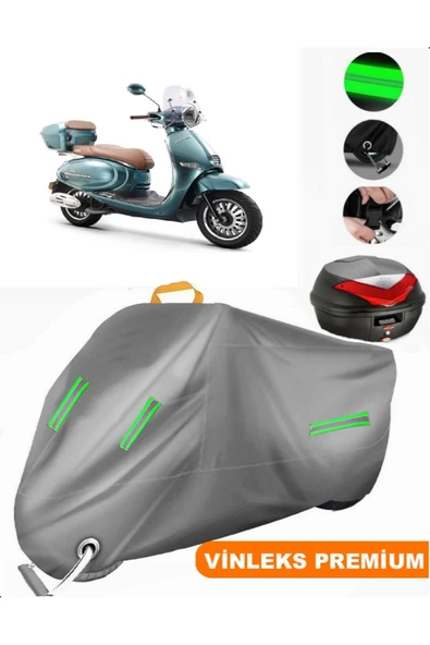 MotoEN  Vinleks Gri Kuba Brilliant 50 Arka Çanta Uyumlu Motosiklet Brandası (Kilit Uyumlu) ürün görseli