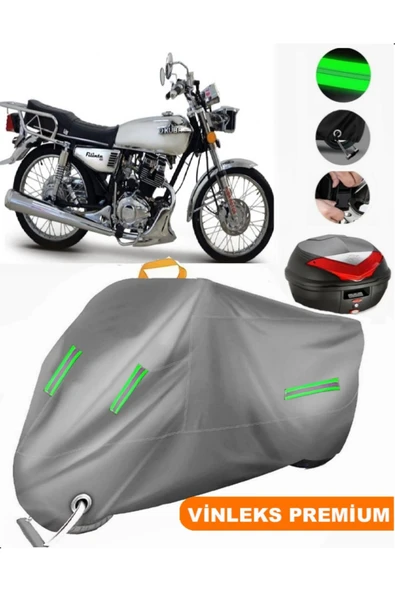 MotoEN  Vinleks Gri Kuba Filinta 100 Arka Çanta Uyumlu Motosiklet Brandası (Kilit Uyumlu) ürün görseli