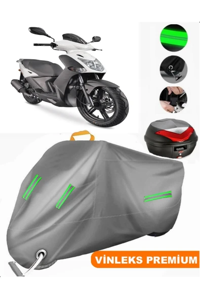 MotoEN  Vinleks Gri Kymco Agility 150 Arka Çanta Uyumlu Motosiklet Brandası (Kilit Uyumlu) ürün görseli 1