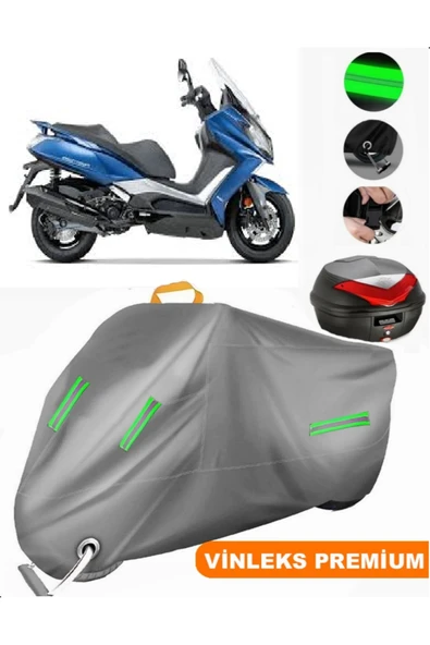 MotoEN  Vinleks Gri Kymco Downtown 350i ABS Arka Çanta Uyumlu Motosiklet Brandası (Kilit Uyumlu) ürün görseli