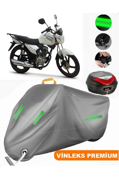 MotoEN  Vinleks Gri Kuba Platinum Arka Çanta Uyumlu Motosiklet Brandası (Kilit Uyumlu)