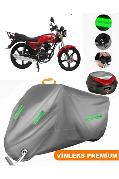 MotoEN  Vinleks Gri Mondial 100 MG Sport Arka Çanta Uyumlu Motosiklet Brandası (Kilit Uyumlu) ürün görseli