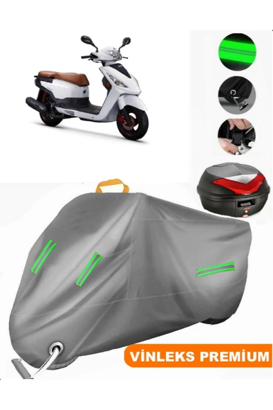 MotoEN  Vinleks Gri Kuba Cargo Arka Çanta Uyumlu Motosiklet Brandası (Kilit Uyumlu)