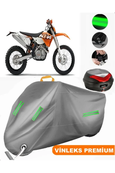 MotoEN  Vinleks Gri KTM 400 SXC Arka Çanta Uyumlu Motosiklet Brandası (Kilit Uyumlu) ürün görseli 1