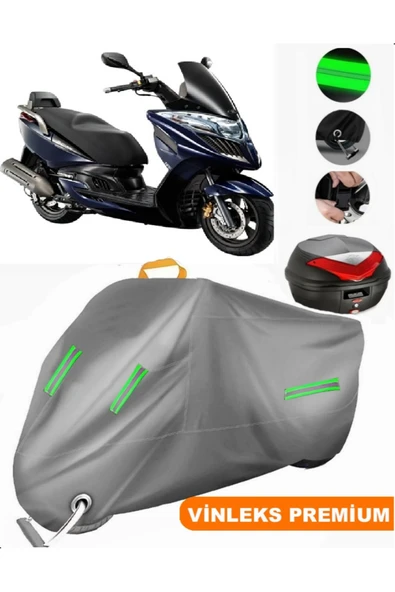 MotoEN  Vinleks Gri Kymco Dink 200i Arka Çanta Uyumlu Motosiklet Brandası (Kilit Uyumlu) ürün görseli 1