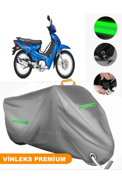 MotoEN  Vinleks Gri Kymco Aktiv 125 Uyumlu Motosiklet Brandası Lüx Kalite (Kilit Uyumlu)
