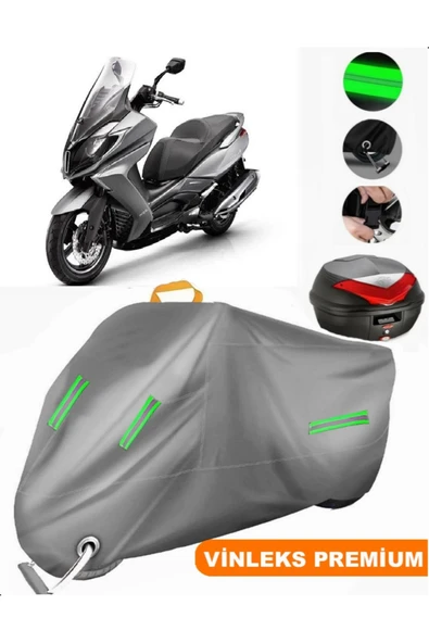 MotoEN  Vinleks Gri Kymco Downtown 250i Arka Çanta Uyumlu Motosiklet Brandası (Kilit Uyumlu) - 1
