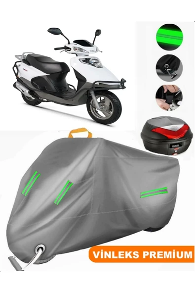 MotoEN  Vinleks Gri Kuba VN50 Pro Arka Çanta Uyumlu Motosiklet Brandası (Kilit Uyumlu) ürün görseli