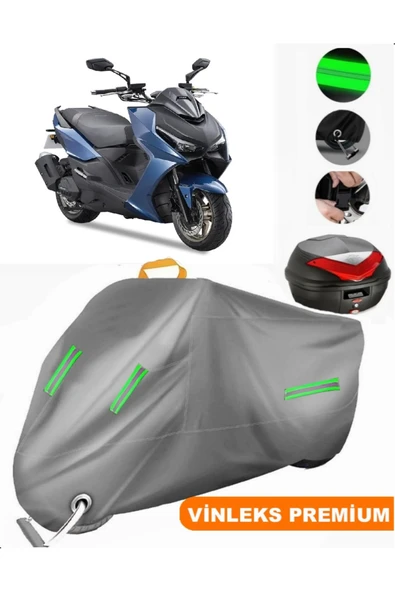 MotoEN  Vinleks Gri Kymco Grand Dink 250 Arka Çanta Uyumlu Motosiklet Brandası (Kilit Uyumlu)