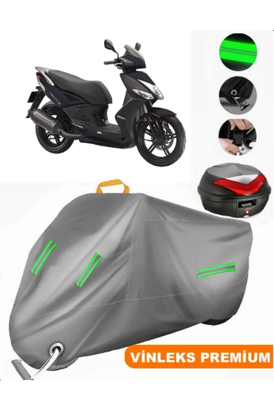 MotoEN  Vinleks Gri Kymco Agility 16+ 150 Arka Çanta Uyumlu Motosiklet Brandası (Kilit Uyumlu) ürün görseli 1