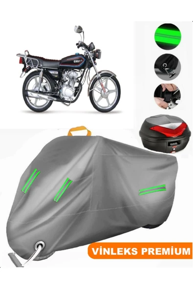 MotoEN  Vinleks Gri Kuba KH100 Arka Çanta Uyumlu Motosiklet Brandası (Kilit Uyumlu)