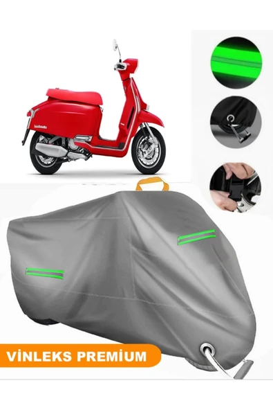 MotoEN  Vinleks Gri Lambretta G350 Uyumlu Motosiklet Brandası Lüx Kalite (Kilit Uyumlu) ürün görseli 1