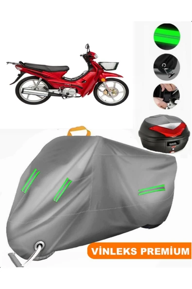 MotoEN  Vinleks Gri Lifan LF100-A Arka Çanta Uyumlu Motosiklet Brandası (Kilit Uyumlu) ürün görseli