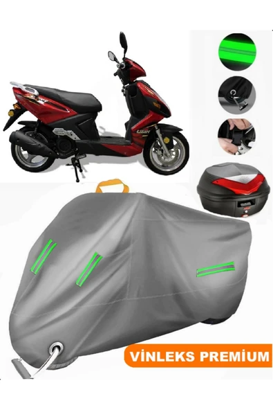 MotoEN  Vinleks Gri Lifan LF125T-26 Arka Çanta Uyumlu Motosiklet Brandası (Kilit Uyumlu)