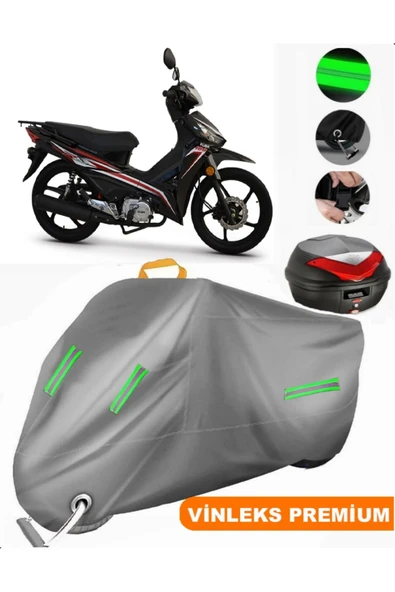 MotoEN  Vinleks Gri Kuba Reiz 50 Arka Çanta Uyumlu Motosiklet Brandası (Kilit Uyumlu) ürün görseli 1