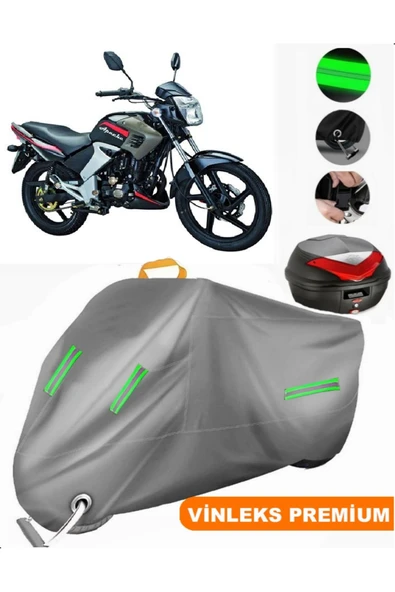MotoEN  Vinleks Gri Lifan LF200-16C Arka Çanta Uyumlu Motosiklet Brandası (Kilit Uyumlu)