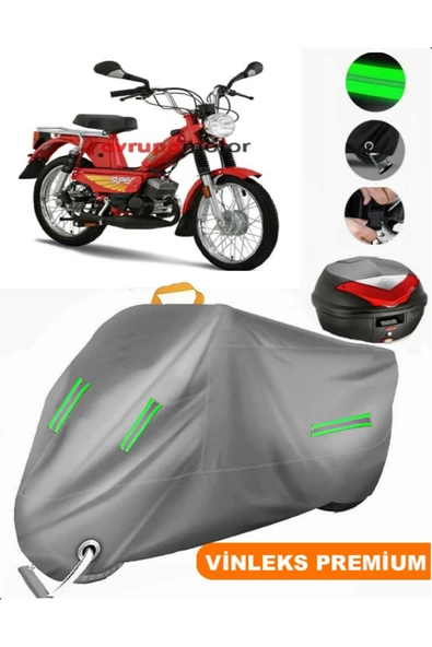 MotoEN  Vinleks Gri Mobylette Super 52 Arka Çanta Uyumlu Motosiklet Brandası (Kilit Uyumlu) ürün görseli