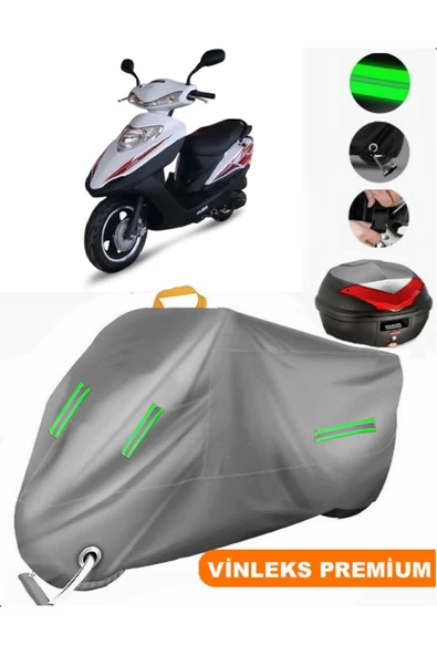 MotoEN  Vinleks Gri Kuba Raden 125 Arka Çanta Uyumlu Motosiklet Brandası (Kilit Uyumlu)