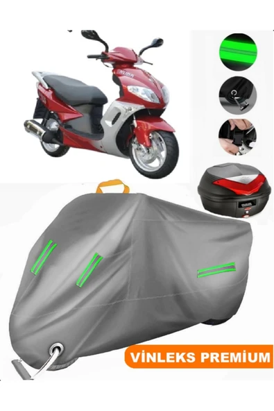 MotoEN  Vinleks Gri Kuba Apricot 125 Arka Çanta Uyumlu Motosiklet Brandası (Kilit Uyumlu) ürün görseli