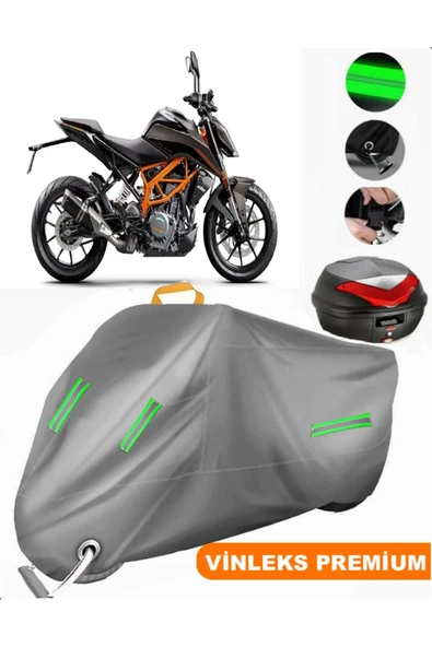 MotoEN  Vinleks Gri KTM 390 Duke Arka Çanta Uyumlu Motosiklet Brandası (Kilit Uyumlu) ürün görseli