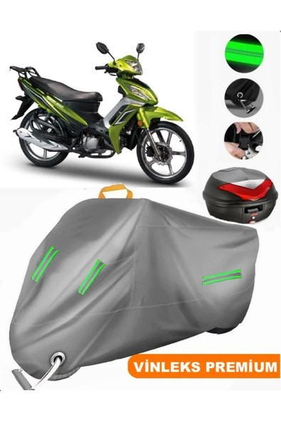 MotoEN  Vinleks Gri Motoran ZS 100 Arka Çanta Uyumlu Motosiklet Brandası (Kilit Uyumlu) ürün görseli