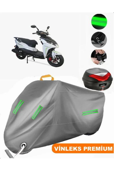 MotoEN  Vinleks Gri Motolux Rüzgar 50 Arka Çanta Uyumlu Motosiklet Brandası (Kilit Uyumlu)