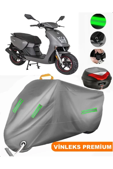 MotoEN  Vinleks Gri Mondial 50 TAB Arka Çanta Uyumlu Motosiklet Brandası (Kilit Uyumlu) ürün görseli