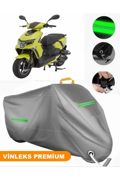 MotoEN  Vinleks Gri Mondial Air Time Uyumlu Motosiklet Brandası Lüx Kalite (Kilit Uyumlu) ürün görseli