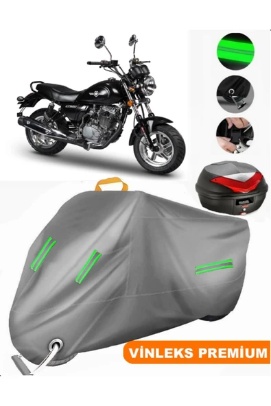 MotoEN  Vinleks Gri Motoran Crazy 125 Arka Çanta Uyumlu Motosiklet Brandası (Kilit Uyumlu) ürün görseli