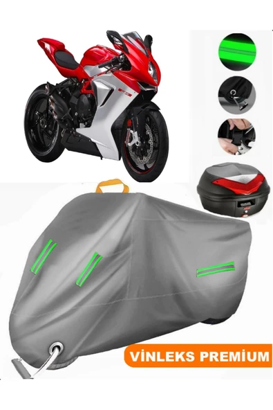 MotoEN  Vinleks Gri MV Agusta F3 675 Arka Çanta Uyumlu Motosiklet Brandası (Kilit Uyumlu) ürün görseli