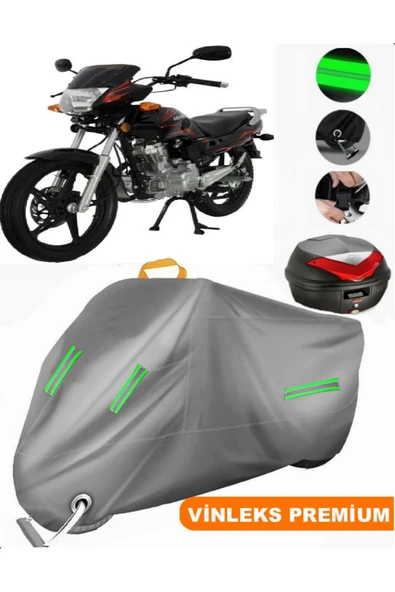 MotoEN  Vinleks Gri Mondial 125 NT Turkuaz Arka Çanta Uyumlu Motosiklet Brandası (Kilit Uyumlu) ürün görseli