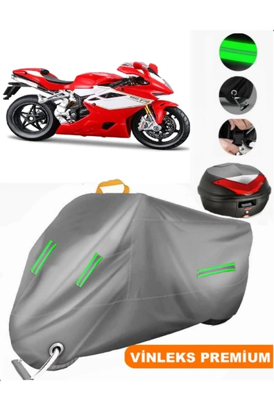 MotoEN  Vinleks Gri MV Agusta F4 Arka Çanta Uyumlu Motosiklet Brandası (Kilit Uyumlu)