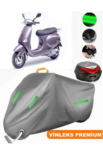 MotoEN  Vinleks Gri Piaggio ET4 150 Arka Çanta Uyumlu Motosiklet Brandası (Kilit Uyumlu) ürün görseli