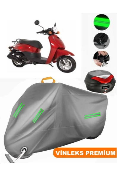 MotoEN  Vinleks Gri Motoran Ninety Arka Çanta Uyumlu Motosiklet Brandası (Kilit Uyumlu)