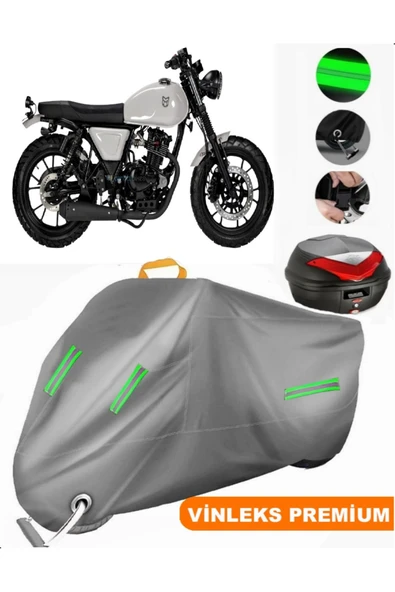 MotoEN  Vinleks Gri Mutt FSR 125 Arka Çanta Uyumlu Motosiklet Brandası (Kilit Uyumlu) ürün görseli 1