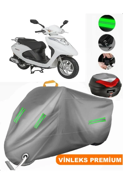 MotoEN  Vinleks Gri Mondial Ritmica 100 Arka Çanta Uyumlu Motosiklet Brandası (Kilit Uyumlu) ürün görseli