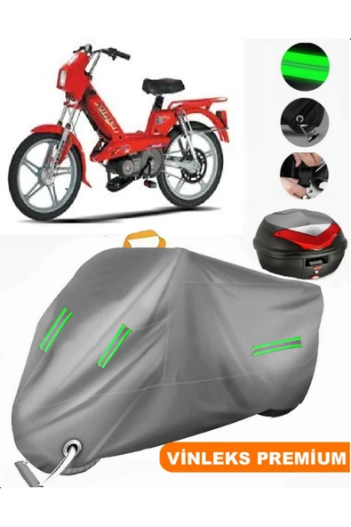 MotoEN  Vinleks Gri Peugeot Ninja 103 Arka Çanta Uyumlu Motosiklet Brandası (Kilit Uyumlu) ürün görseli