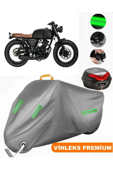 MotoEN  Vinleks Gri Mutt Akita 125 Arka Çanta Uyumlu Motosiklet Brandası (Kilit Uyumlu) ürün görseli